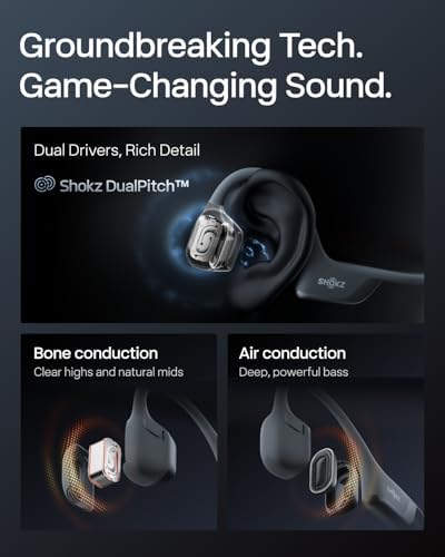 SHOKZ New OpenRun Pro 2  Bone Conduction Headphones  Open Ear Bluetooth Wireless Sport Earphones for Running  Workouts   Sweat Resistant  Secure Comfortable Fit  Deep Bass  Smart Mic  Reflective Strip