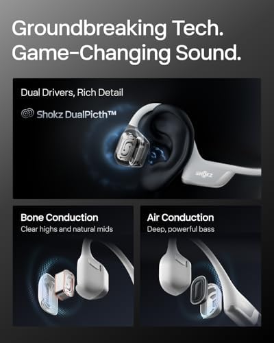 SHOKZ New OpenRun Pro 2  Bone Conduction Headphones  Open Ear Bluetooth Wireless Sport Earphones for Running  Workouts   Sweat Resistant  Secure Comfortable Fit  Deep Bass  Smart Mic  Reflective Strip