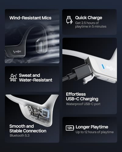 SHOKZ New OpenRun Pro 2  Bone Conduction Headphones  Open Ear Bluetooth Wireless Sport Earphones for Running  Workouts   Sweat Resistant  Secure Comfortable Fit  Deep Bass  Smart Mic  Reflective Strip