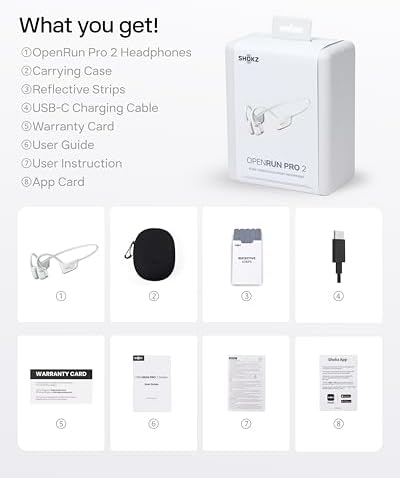 SHOKZ New OpenRun Pro 2  Bone Conduction Headphones  Open Ear Bluetooth Wireless Sport Earphones for Running  Workouts   Sweat Resistant  Secure Comfortable Fit  Deep Bass  Smart Mic  Reflective Strip