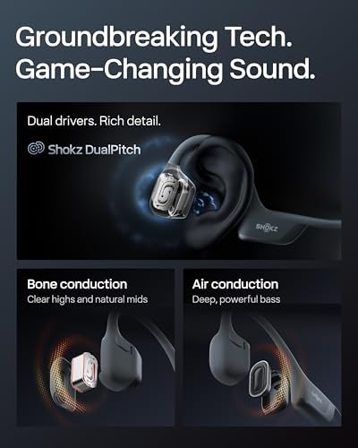 SHOKZ New OpenRun Pro 2  Bone Conduction Headphones  Open Ear Bluetooth Wireless Sport Earphones for Running  Workouts   Sweat Resistant  Secure Comfortable Fit  Deep Bass  Smart Mic  Reflective Strip
