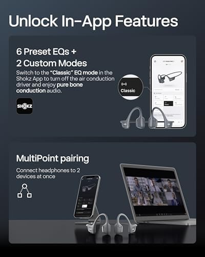 SHOKZ New OpenRun Pro 2  Bone Conduction Headphones  Open Ear Bluetooth Wireless Sport Earphones for Running  Workouts   Sweat Resistant  Secure Comfortable Fit  Deep Bass  Smart Mic  Reflective Strip