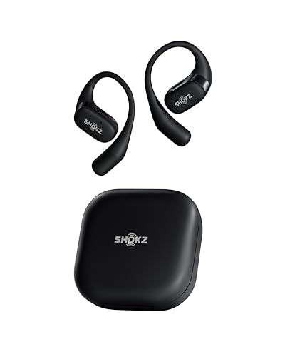 SHOKZ OpenFit   Open Ear True Wireless Bluetooth Headphones with Microphone  Earbuds with Earhooks  Sweat Resistant  Fast Charging  28HRS Playtime  Compatible with iPhone & Android  Black
