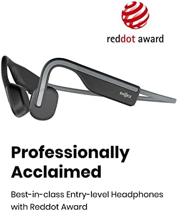 SHOKZ OpenMove   Open Ear Bluetooth Sport Headphones  Bone Conduction Wireless Earphones  Sweatproof for Running and Workouts  with Sticker Pack  Grey