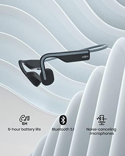 SHOKZ OpenMove   Open Ear Bluetooth Sport Headphones  Bone Conduction Wireless Earphones  Sweatproof for Running and Workouts  with Sticker Pack  Grey