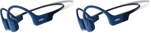 SHOKZ OpenRun Bone Conduction Open Ear Bluetooth Sport Headphones  Running Workout Bundle with Waterproof Carrying Case & Sweat Headband  IP67 Sweat Resistant  8H Playtime  Mic  Black
