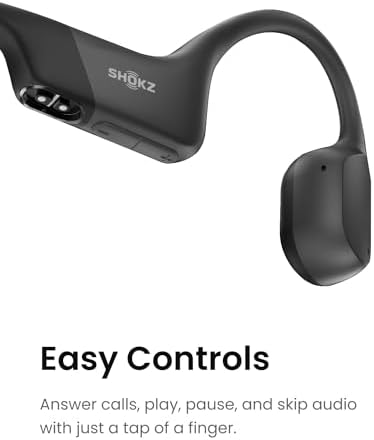 SHOKZ OpenRun Bone Conduction Open Ear Bluetooth Sport Headphones  Running Workout Bundle with Waterproof Carrying Case & Sweat Headband  IP67 Sweat Resistant  8H Playtime  Mic  Black