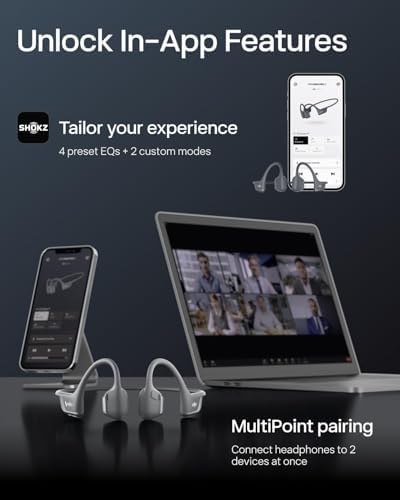 SHOKZ OpenRun Pro 2   Premium Bone Conduction Open Ear Bluetooth Sport Headphones   Black S820  Renewed