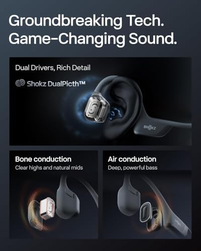 SHOKZ OpenRun Pro 2   Premium Bone Conduction Open Ear Bluetooth Sport Headphones   Black S820  Renewed