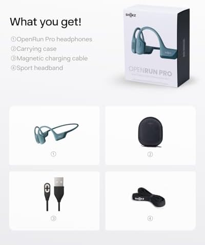 SHOKZ OpenRun Pro Bone Conduction Headphones  Open Ear Bluetooth Wireless Sport Headphones for Running and Workout  Sweat Resistant  Long Battery Life  Premium Deep Bass  Mic with Hair Band  Black
