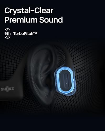 SHOKZ OpenRun Pro   Open Ear Bluetooth Bone Conduction Sport Headphones  Sweat Resistant Wireless Earphones for Workouts and Running with Premium Deep Base   Built in Mic  with Hair Band  Black