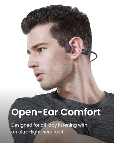 SHOKZ OpenRun   Open Ear Bluetooth Bone Conduction Sport Headphones  Sweat Resistant Wireless Earphones for Workouts and Running  Built in Mic  with Hair Band  Black