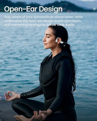 SHOKZ OpenSwim Pro   Open Ear Bluetooth & MP3 Bone Conduction Sport Headphones  Swimming Headphones  IP68 Waterproof  White