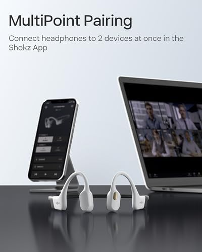 SHOKZ OpenSwim Pro   Open Ear Bluetooth & MP3 Bone Conduction Sport Headphones  Swimming Headphones  IP68 Waterproof  White