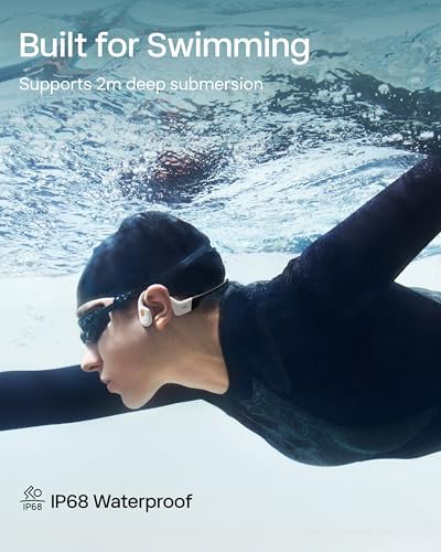 SHOKZ OpenSwim Pro   Open Ear Bluetooth & MP3 Bone Conduction Sport Headphones  Swimming Headphones  IP68 Waterproof  White