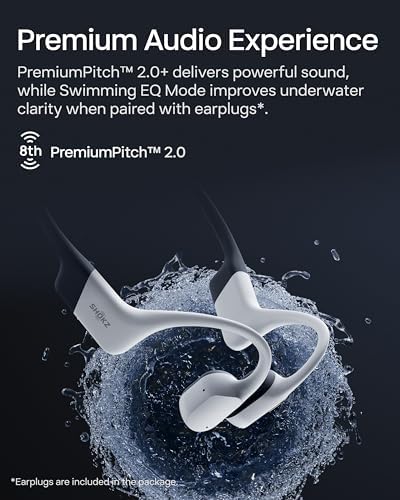 SHOKZ OpenSwim Pro   Open Ear Bluetooth & MP3 Bone Conduction Sport Headphones  Swimming Headphones  IP68 Waterproof  White