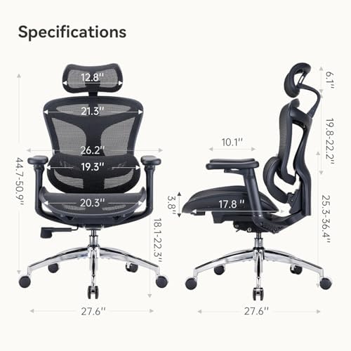 SIHOO Doro C300 Ergonomic Office Chair with Ultra Soft 3D Armrests  Dynamic Lumbar Support for Home Office Chair  Adjustable Backrest Desk Chair  Swivel Big and Tall Computer Chair Black