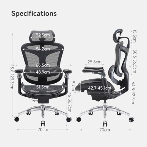 SIHOO Doro C300 Pro Ergonomic Office Chair with Ultra Soft 6D Armrests  Dynamic Lumbar Support  Seat Depth Adjustment  Adjustable Backrest  Big and Tall Desk Chair for Home Office  Black 