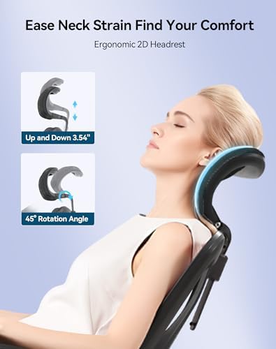 SIHOO M57 Ergonomic Mesh Office Chair  High Back Home Desk Chair with 3D Armrests  Lumbar Support and Adjustable Headrest  Comfortable Computer Chair  Big & Tall Office Chair Hold 330 LBS Black