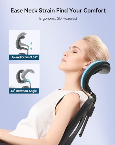 SIHOO M57 Ergonomic Mesh Office Chair  High Back Home Desk Chair with 3D Armrests  Lumbar Support and Adjustable Headrest  Comfortable Computer Chair  Big & Tall Office Chair Hold 330 LBS Grey