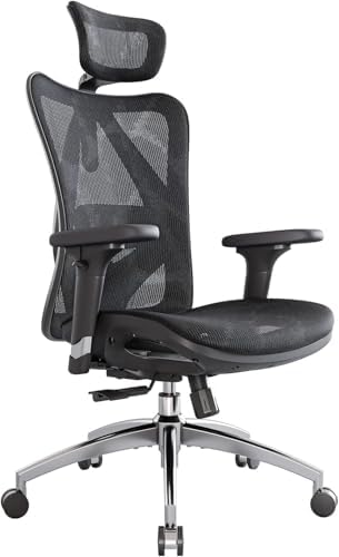 SIHOO M57 Ergonomic Mesh Office Chair  High Back Home Desk Chair with 3D Armrests  Lumbar Support and Adjustable Headrest  Comfortable Computer Chair  Big & Tall Office Chair Hold 330 LBS Grey