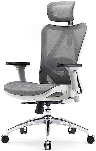 SIHOO M57 Ergonomic Mesh Office Chair  High Back Home Desk Chair with 3D Armrests  Lumbar Support and Adjustable Headrest  Comfortable Computer Chair  Big & Tall Office Chair Hold 330 LBS Grey