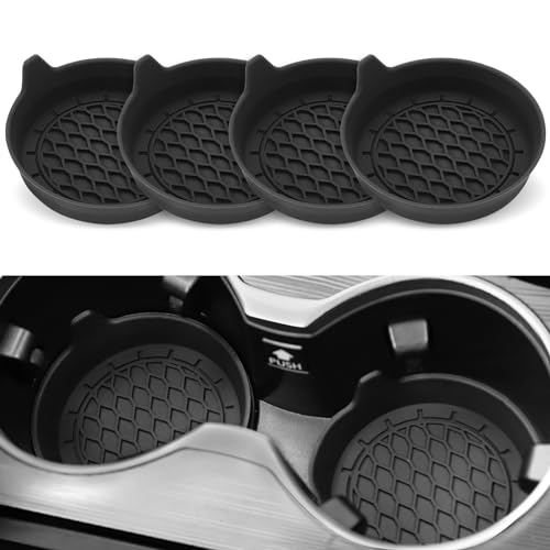 SINGARO Car Cup Holder Coaster  Silicone Cup Holder Insert  Universal Non Slip Cup Holders  Car Accessories Interior for Women and Man Interior Sets 4 Pack Black
