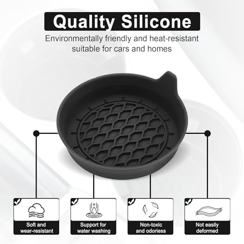 SINGARO Car Cup Holder Coaster  Silicone Cup Holder Insert  Universal Non Slip Cup Holders  Car Accessories Interior for Women and Man Interior Sets 4 Pack Black