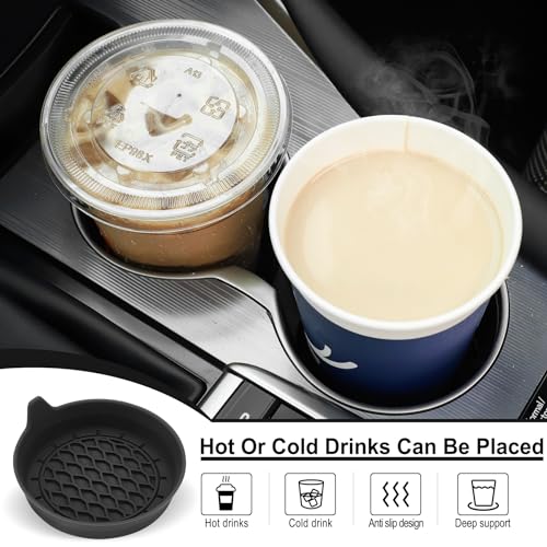 SINGARO Car Cup Holder Coaster  Silicone Cup Holder Insert  Universal Non Slip Cup Holders  Car Accessories Interior for Women and Man Interior Sets 4 Pack Black