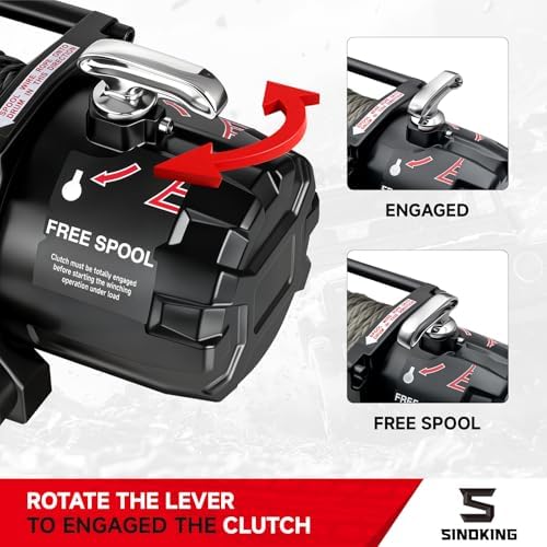 SINOKING 13500 lb Electric Winch for Jeep  Truck  SUV  Trailer Winch & Boat Winch   Heavy Duty Synthetic Rope 12V Winch  Waterproof Towing Winch with Wireless and Wired Remote