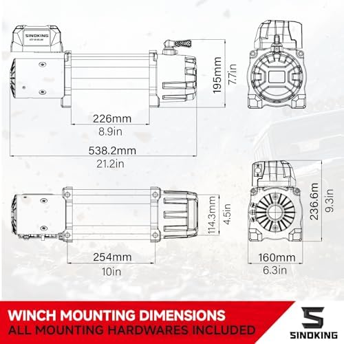 SINOKING 13500 lb Electric Winch for Jeep  Truck  SUV  Trailer Winch & Boat Winch   Heavy Duty Synthetic Rope 12V Winch  Waterproof Towing Winch with Wireless and Wired Remote