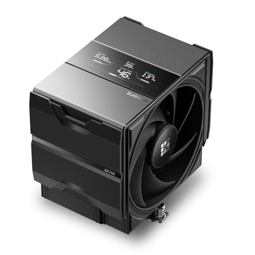SK700V AM5 CPU Cooler  AM5 Exclusive  Digital Display  7 Heatpipes CPU Air Cooler  Single Tower  120mm FDB PWM Fan  Full RAM Freedom  L Rail Lock Mount  5 Years Warranty  Black