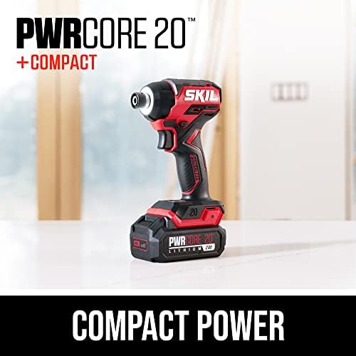 SKIL PWR CORE 20 Brushless 20V 1/4 Hex Compact Impact Driver Kit with 3 Speed & Halo Light & One Handed Collet Including 2 0Ah Battery and Charger  ID6739B 10