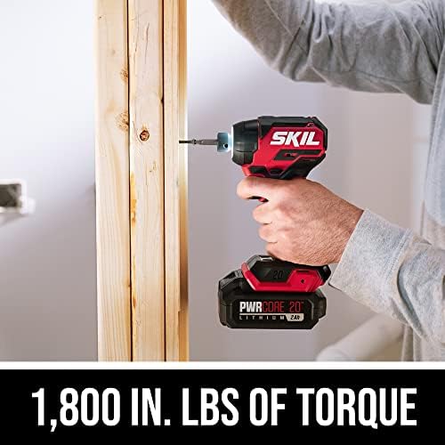 SKIL PWR CORE 20 Brushless 20V 1/4 Hex Compact Impact Driver Kit with 3 Speed & Halo Light & One Handed Collet Including 2 0Ah Battery and Charger  ID6739B 10