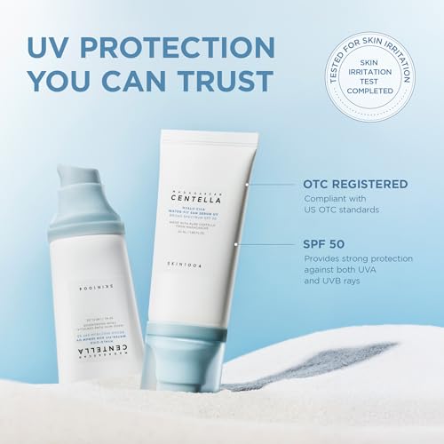 SKIN1004 Centella Hyalu Cica Water Fit Sun Serum UV  Korean Sunscreen SPF 50  Centella Sunscreen  Travel Essentials  Sunscreen with Hyaluronic Acid  No White Cast  Korean Skin Care  1 69 fl oz / 50ml