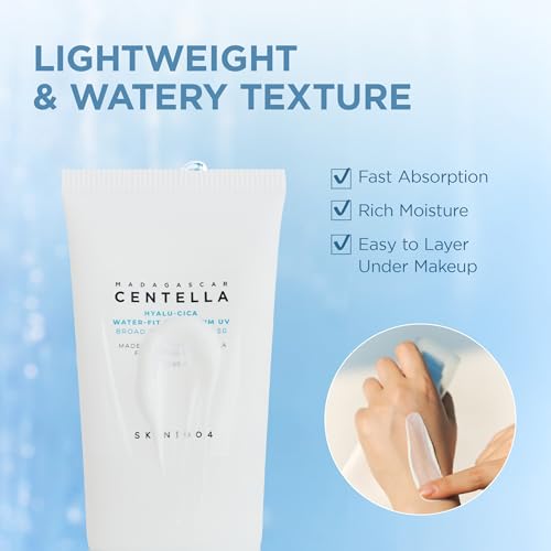 SKIN1004 Centella Hyalu Cica Water Fit Sun Serum UV  Korean Sunscreen SPF 50  Centella Sunscreen  Travel Essentials  Sunscreen with Hyaluronic Acid  No White Cast  Korean Skin Care  1 69 fl oz / 50ml