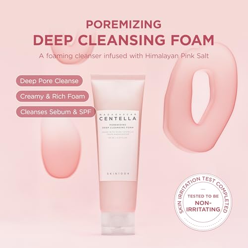 SKIN1004 Poremizing Deep Cleansing Foam  4 23 fl oz  125ml  Makeup Remover  Korean Face Cleanser with Himalayan Pink Salt & Madagascar Centella Asiatica for Facial Pore Cleansing  Korean Skin Care