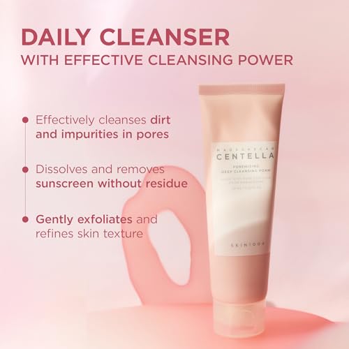 SKIN1004 Poremizing Deep Cleansing Foam  4 23 fl oz  125ml  Makeup Remover  Korean Face Cleanser with Himalayan Pink Salt & Madagascar Centella Asiatica for Facial Pore Cleansing  Korean Skin Care