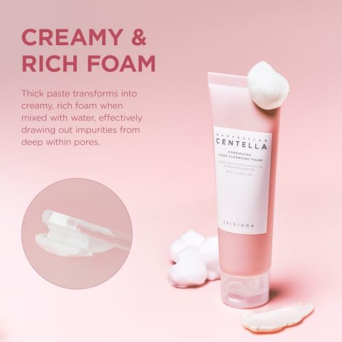 SKIN1004 Poremizing Deep Cleansing Foam  4 23 fl oz  125ml  Makeup Remover  Korean Face Cleanser with Himalayan Pink Salt & Madagascar Centella Asiatica for Facial Pore Cleansing  Korean Skin Care