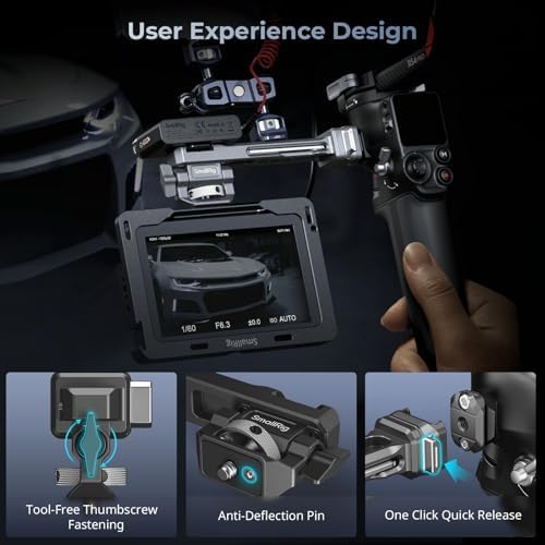 SMALLRIG Adjustable Camera Monitor Mount with Quick Release NATO Clamp  Cold Shoe Mount  Anti Twist Design for DJI RS 4 Mini/RS 4 / RS 4 Pro/RS 2 / RSC 2 / RS 3 / RS 3 Pro/RS 3 Mini