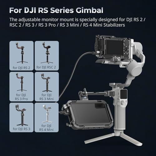 SMALLRIG Adjustable Camera Monitor Mount with Quick Release NATO Clamp  Cold Shoe Mount  Anti Twist Design for DJI RS 4 Mini/RS 4 / RS 4 Pro/RS 2 / RSC 2 / RS 3 / RS 3 Pro/RS 3 Mini