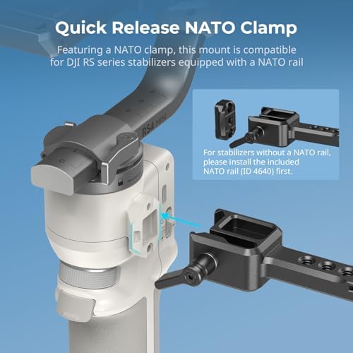 SMALLRIG Adjustable Camera Monitor Mount with Quick Release NATO Clamp  Cold Shoe Mount  Anti Twist Design for DJI RS 4 Mini/RS 4 / RS 4 Pro/RS 2 / RSC 2 / RS 3 / RS 3 Pro/RS 3 Mini