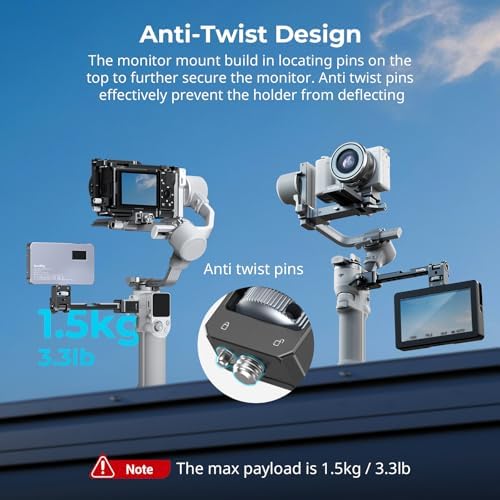 SMALLRIG Adjustable Camera Monitor Mount with Quick Release NATO Clamp  Cold Shoe Mount  Anti Twist Design for DJI RS 4 Mini/RS 4 / RS 4 Pro/RS 2 / RSC 2 / RS 3 / RS 3 Pro/RS 3 Mini