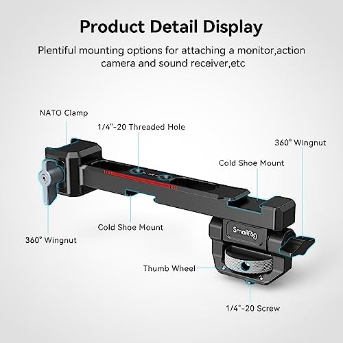 SMALLRIG Adjustable Camera Monitor Mount with Quick Release NATO Clamp  Cold Shoe Mount  Anti Twist Design for DJI RS 4 Mini/RS 4 / RS 4 Pro/RS 2 / RSC 2 / RS 3 / RS 3 Pro/RS 3 Mini