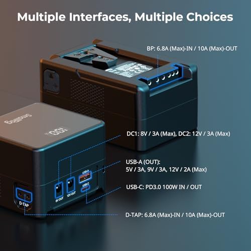 SMALLRIG V Mount Battery VB99  99Wh / 6800mAh V Lock Battery with 100W Output  2H Full Charge  with USB C  D TAP  USB A  Dual DC Port  OLED Screen  for Camera  Camcorder  Monitor  Video Light