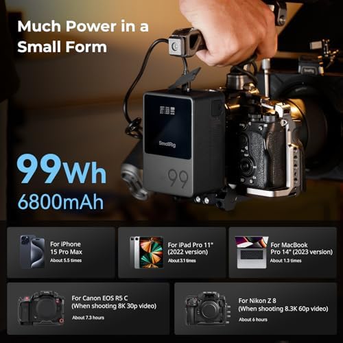 SMALLRIG V Mount Battery VB99  99Wh / 6800mAh V Lock Battery with 100W Output  2H Full Charge  with USB C  D TAP  USB A  Dual DC Port  OLED Screen  for Camera  Camcorder  Monitor  Video Light