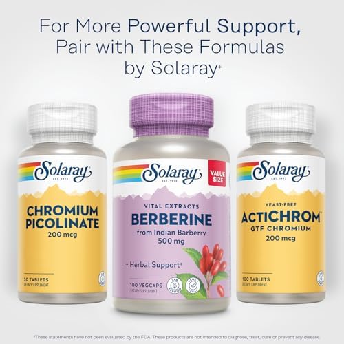 SOLARAY Berberine 500mg   Berberine Supplement for a Healthy  Active Lifestyle   with Berberine HCl from Indian Barberry   Vegan  Non GMO  60 Day Guarantee  Lab Verified   100 Servings  100 VegCaps