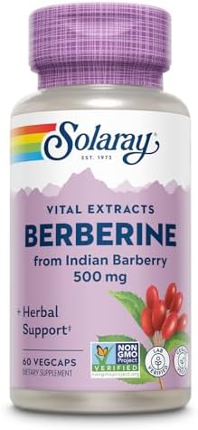 SOLARAY Berberine 500mg   Berberine Supplement for a Healthy  Active Lifestyle   with Berberine HCl from Indian Barberry   Vegan  Non GMO  60 Day Guarantee  Lab Verified   100 Servings  100 VegCaps