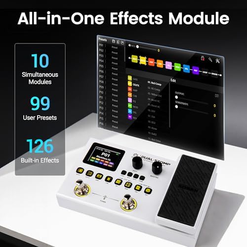 SORAN Dual Stomp Multi Effects Guitar Pedals  Rechargeable Multi Effects Processor with Expression Wah Volume 99 Presets 126 Effects 40s Loop 100 Drums 20 IR/NAM Slots USB Audio Record
