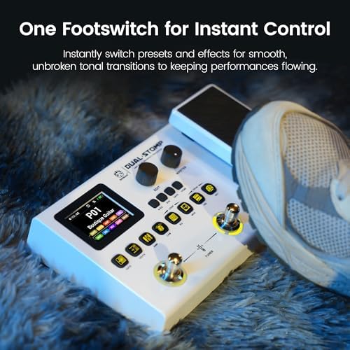 SORAN Dual Stomp Multi Effects Guitar Pedals  Rechargeable Multi Effects Processor with Expression Wah Volume 99 Presets 126 Effects 40s Loop 100 Drums 20 IR/NAM Slots USB Audio Record